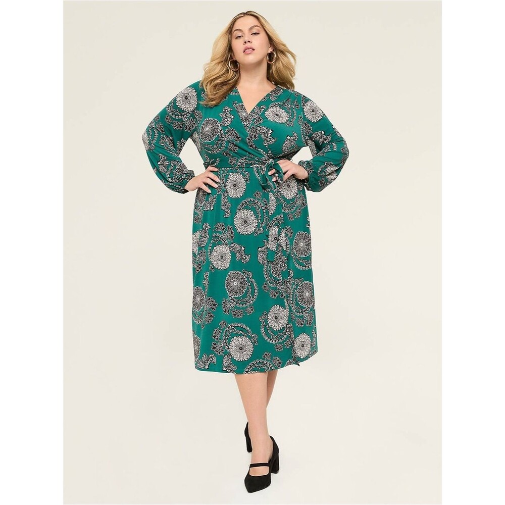 Lane Bryant Long-Sleeve Matte Jersey Wrap Dress